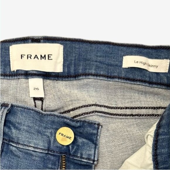 FRAME Le High Skinny Jeans Blue Lagoon Wash Size 26 Designer Denim - Picture 6 of 11